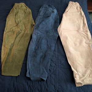 Stylish Women's Suede Pants in Green, Blue, and Tan